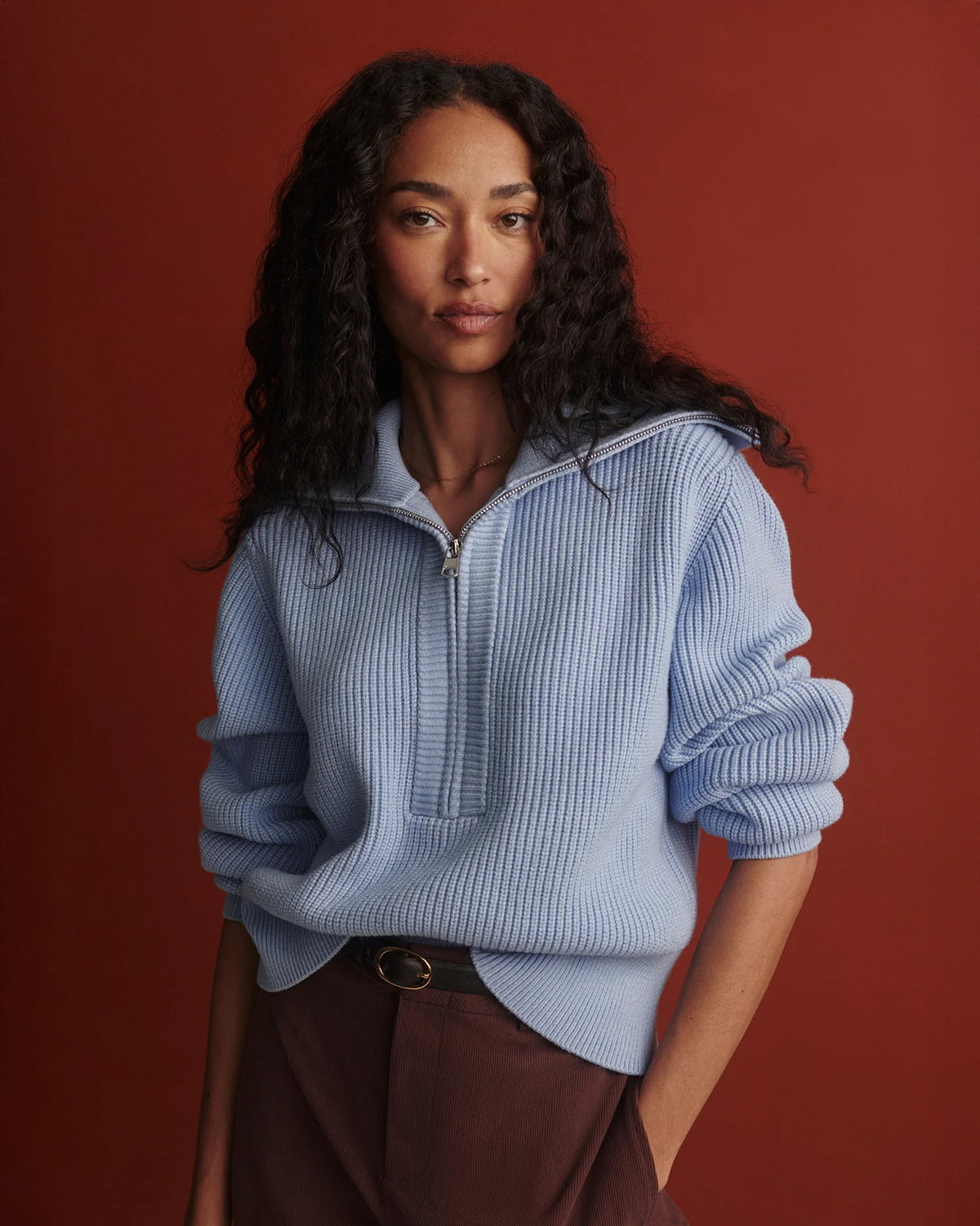 Maura Half Zip Knit - Kentucky Blue
