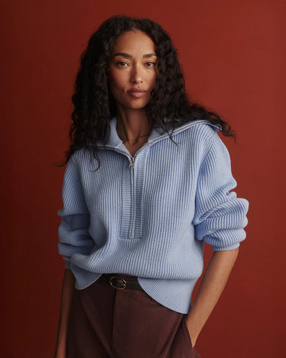 Maura Half Zip Knit - Kentucky Blue