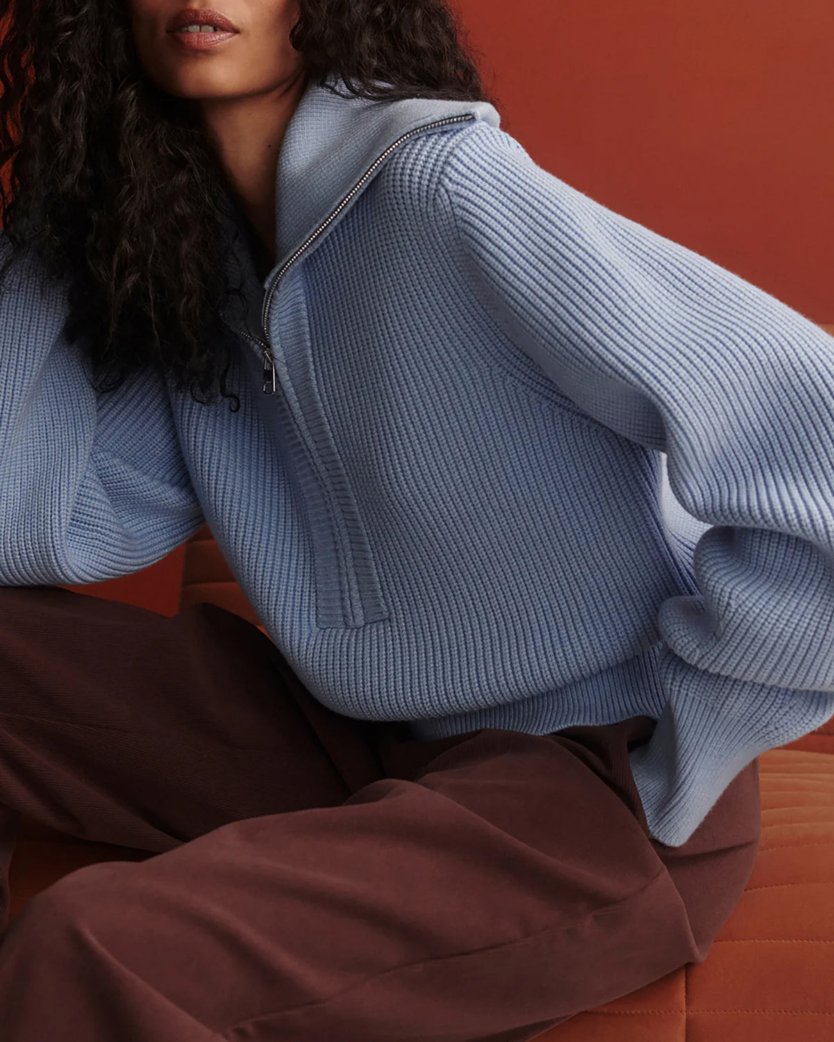 Maura Half Zip Knit - Kentucky Blue