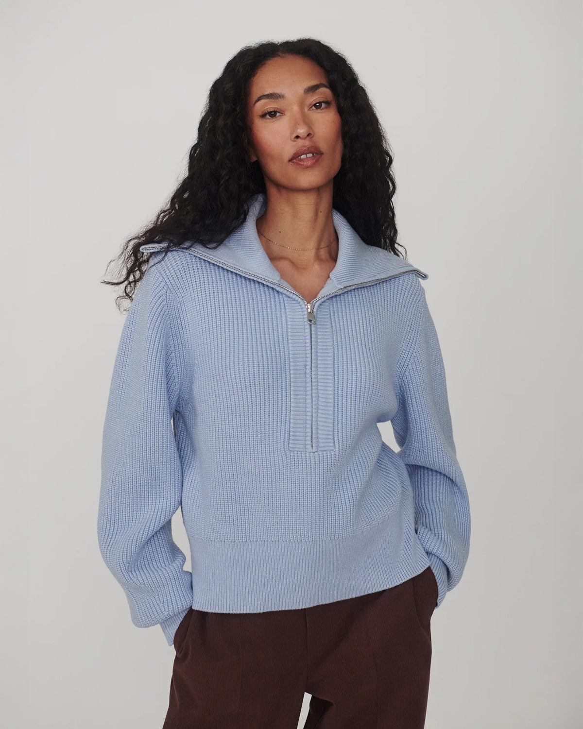 Maura Half Zip Knit - Kentucky Blue
