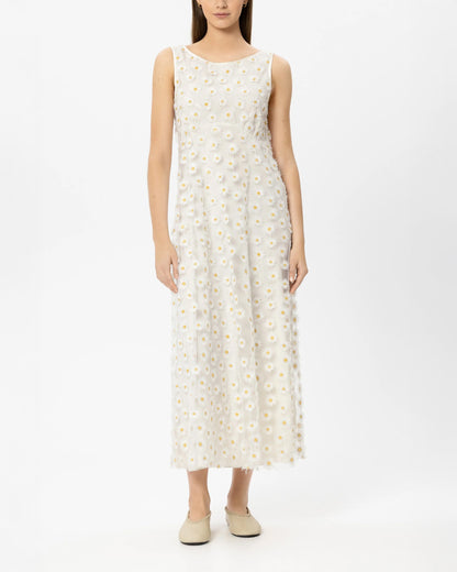 Maxi Dress With Flowers - White