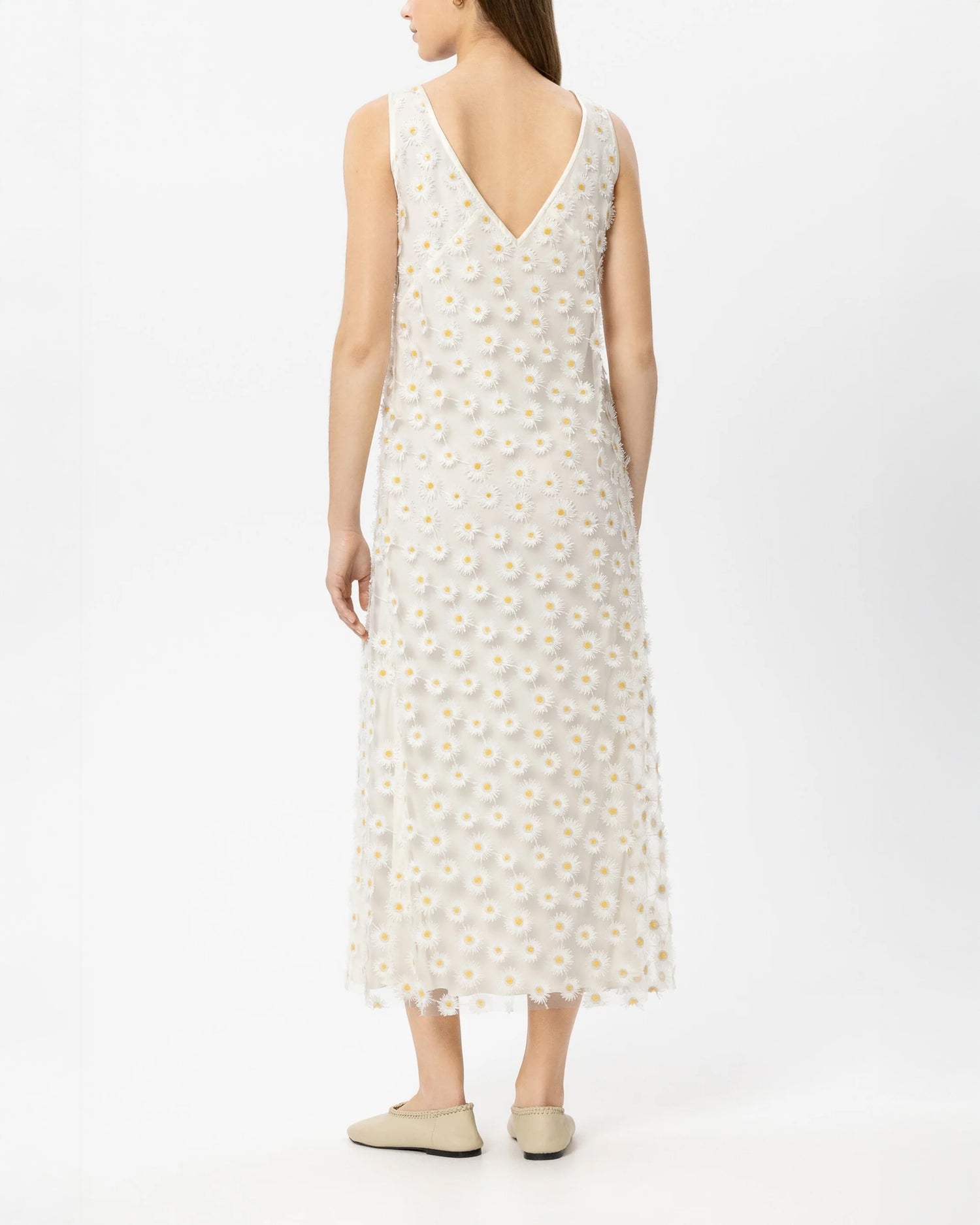 Maxi Dress With Flowers - White