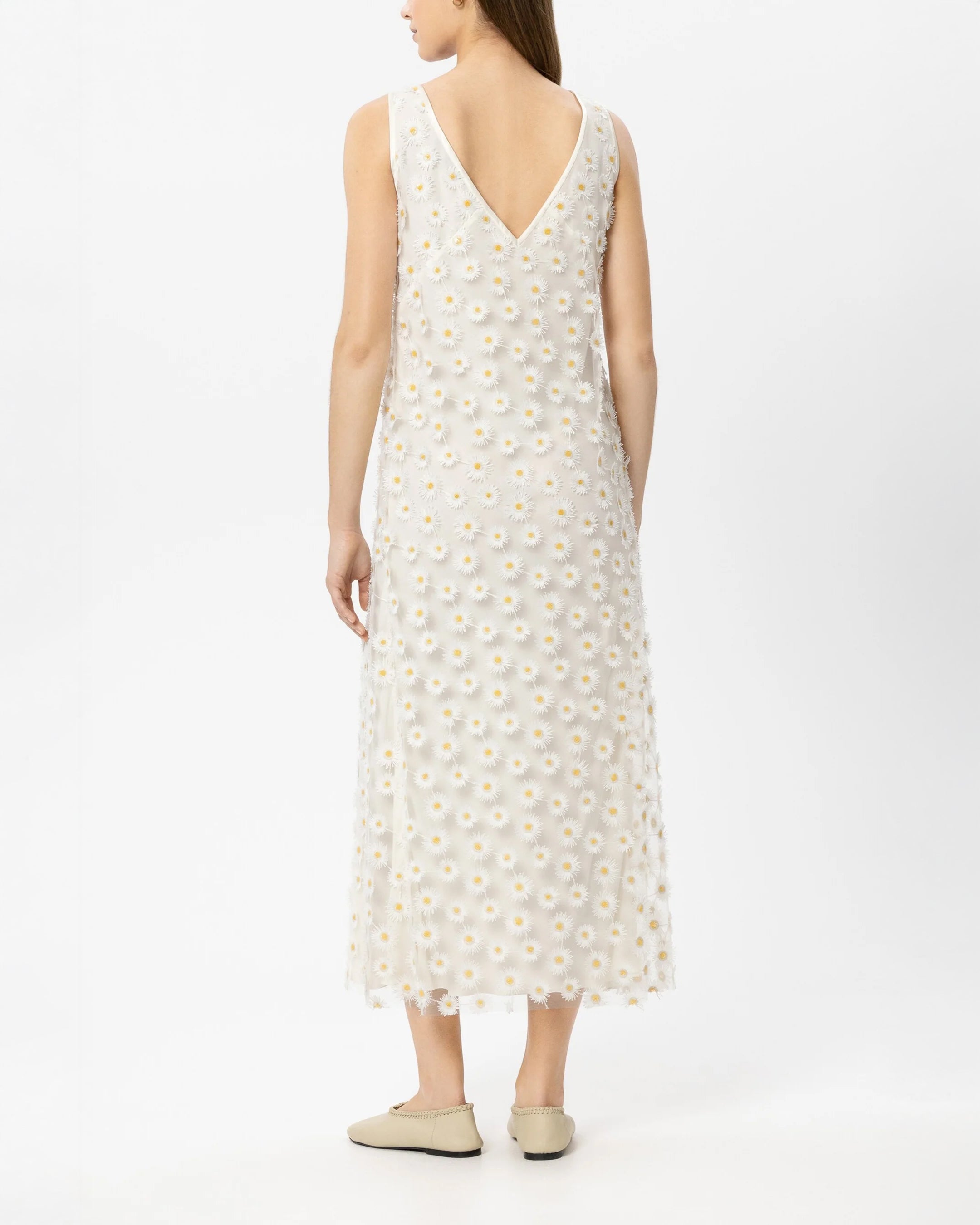 Maxi Dress With Flowers - White