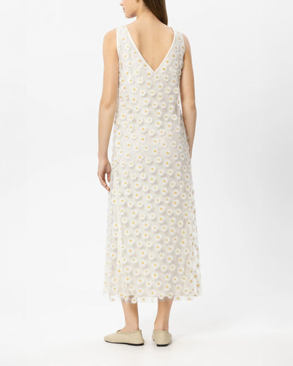 Maxi Dress With Flowers - White