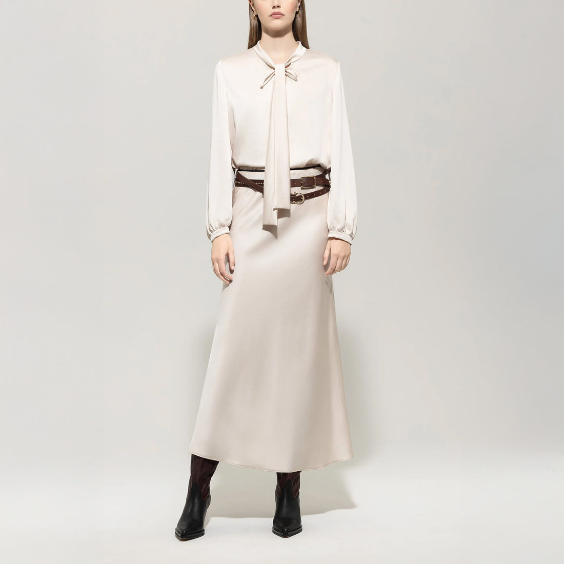 Maxi Satin Skirt - Silky Cream