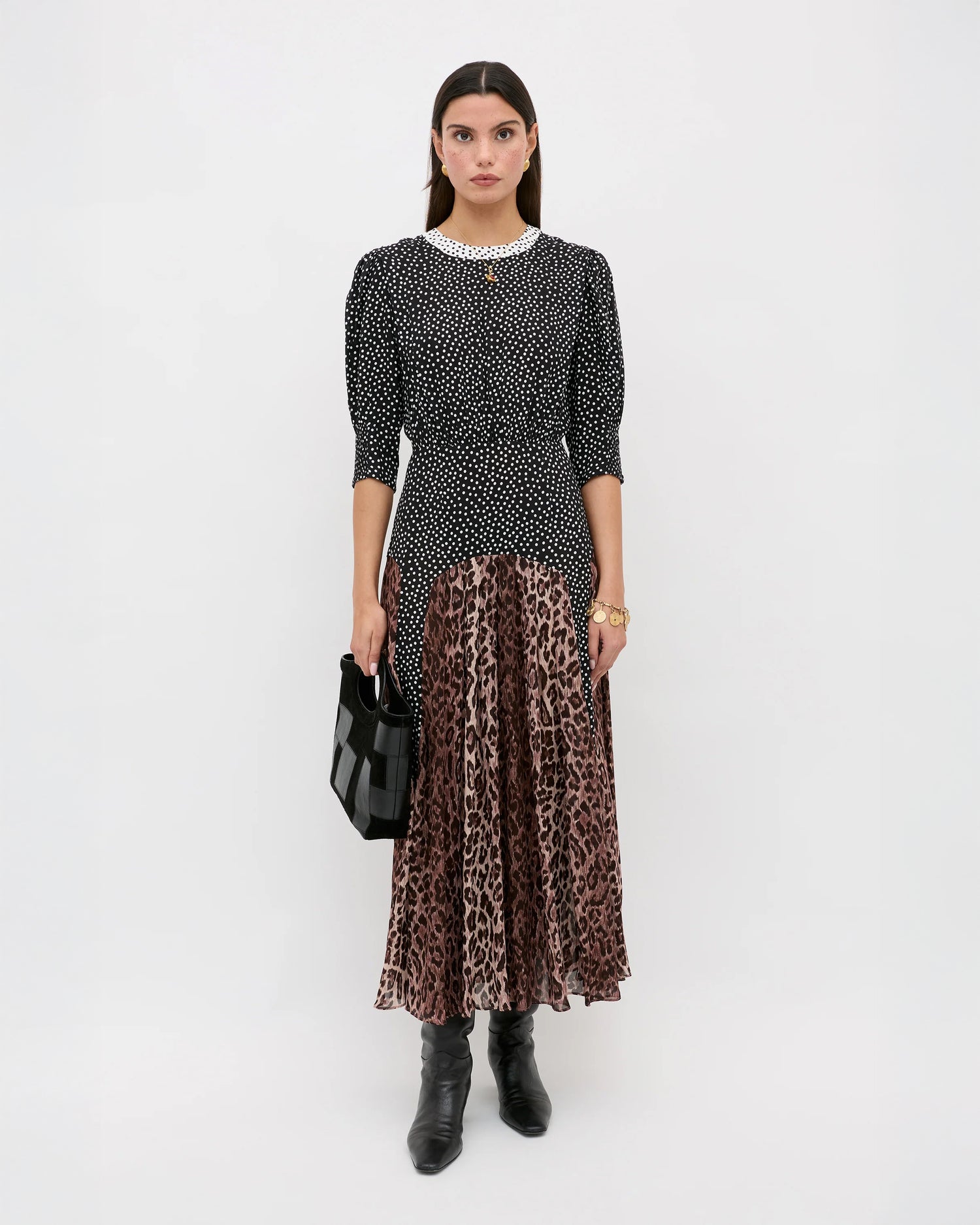 Meg Dress - Leopard Polka Dot