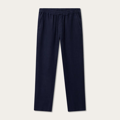 Eleuthera Plain Linen Trousers - Navy Blue