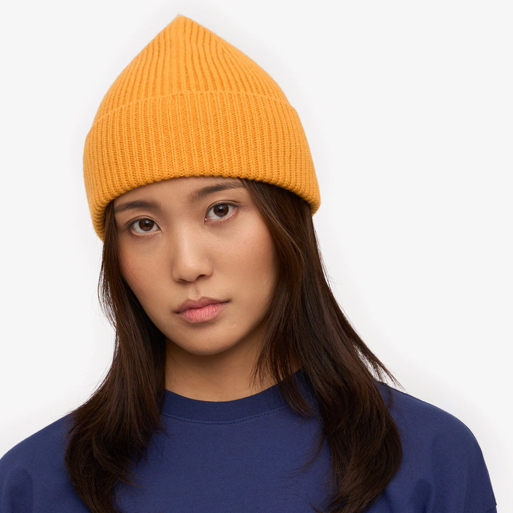 Merino Wool Beanie - Burned Yellow