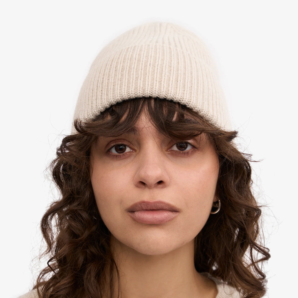 Merino Wool Beanie - Ivory White