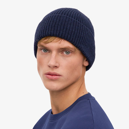 Merino Wool Beanie - Marine Blue