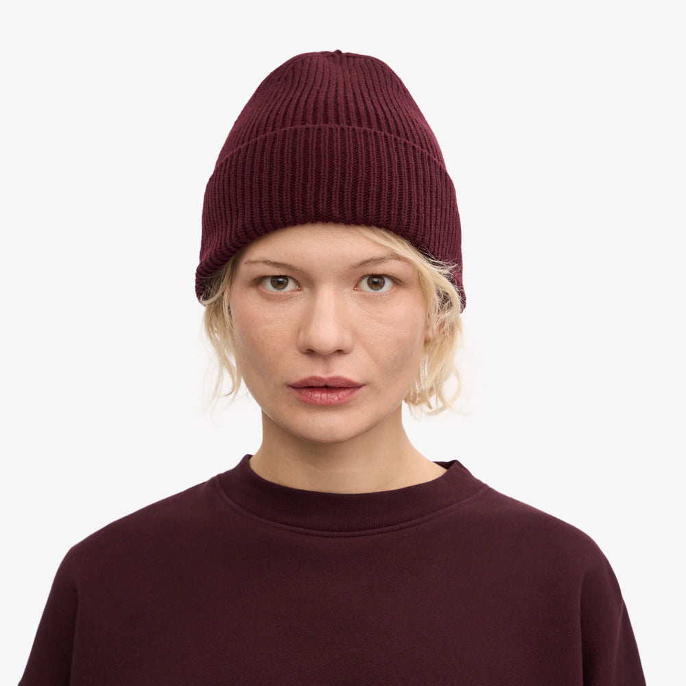 Merino Wool Beanie - Oxblood Red
