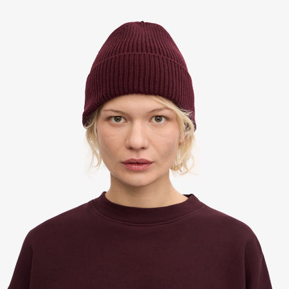 Merino Wool Beanie - Oxblood Red