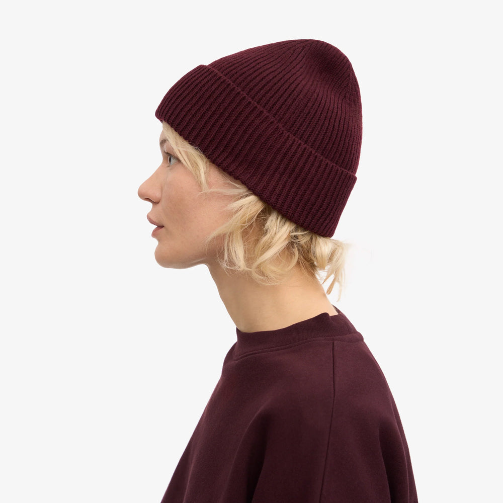 Merino Wool Beanie - Oxblood Red