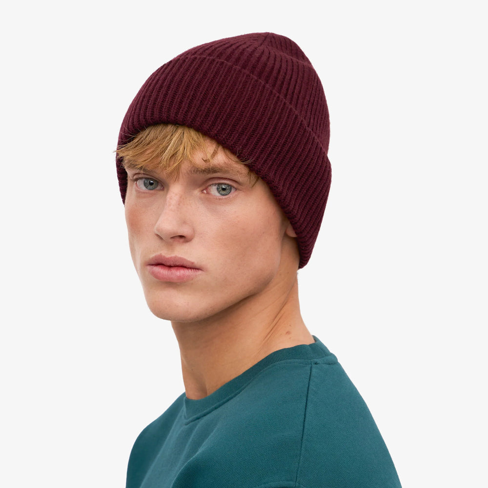 Merino Wool Beanie - Oxblood Red