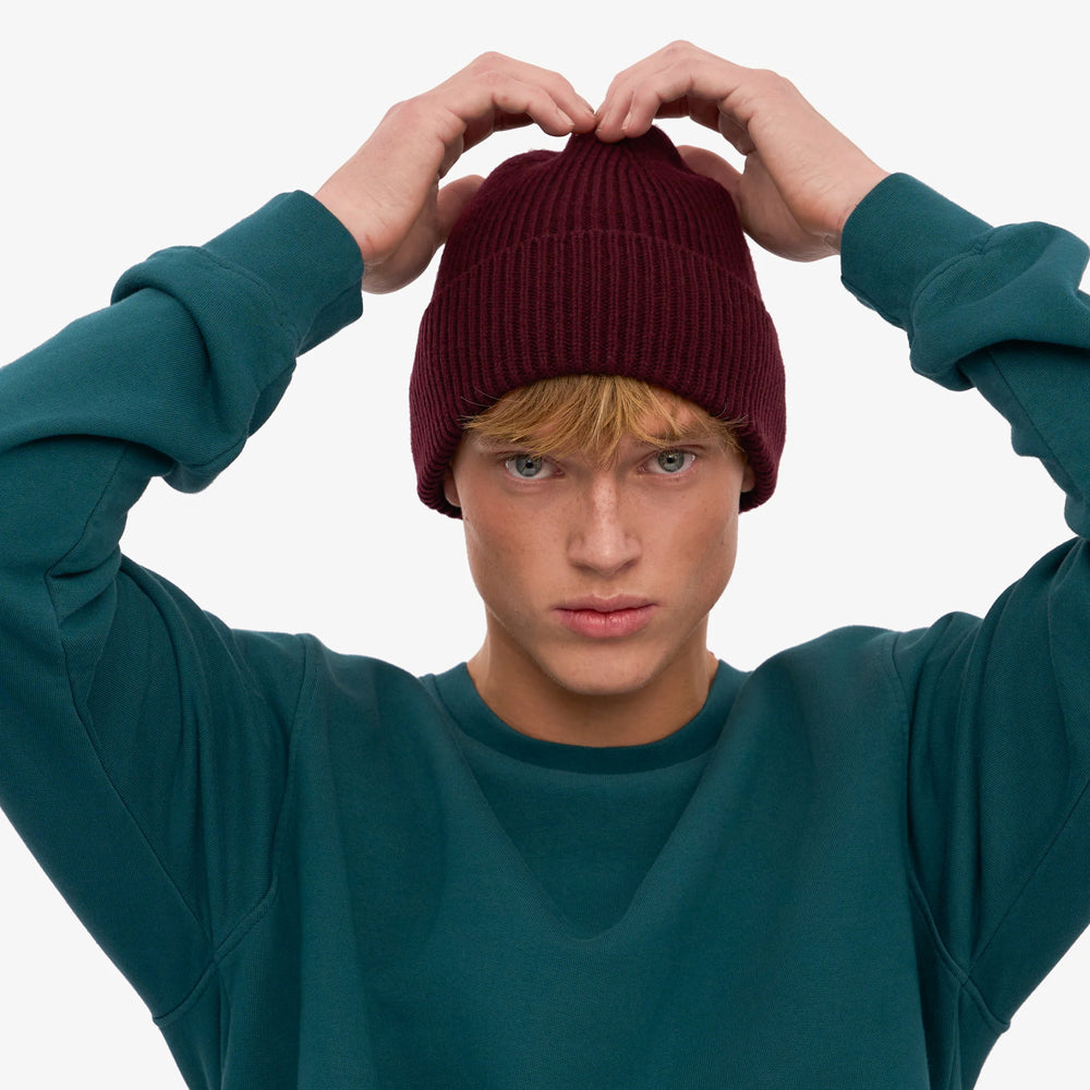 Merino Wool Beanie - Oxblood Red