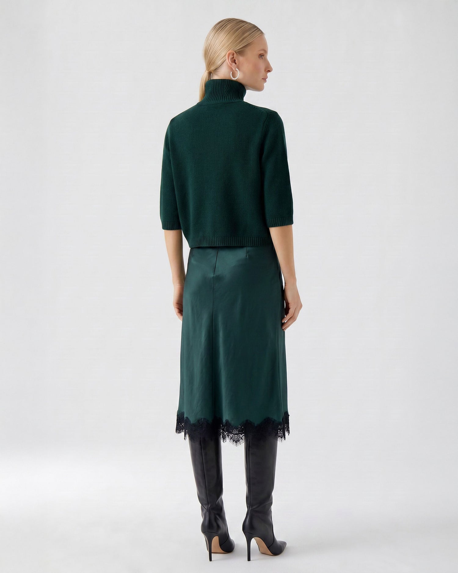 Mid Sleeve Roll Neck - Scarab Green