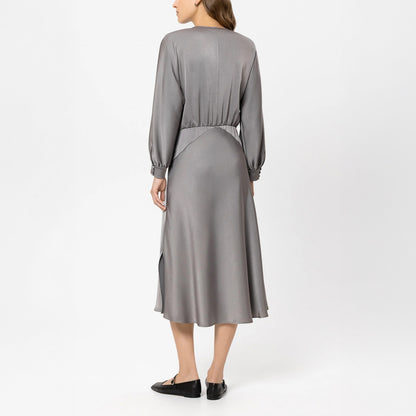 Midi Dress With Kimono Sleeve - Silver