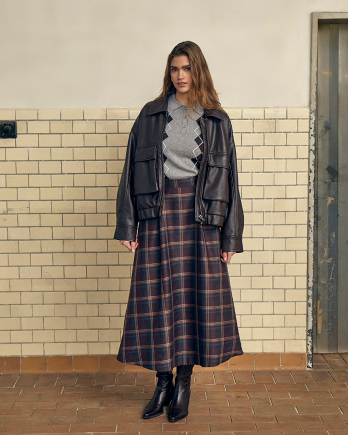Christel Midi Skirt - Tiramisu Checked