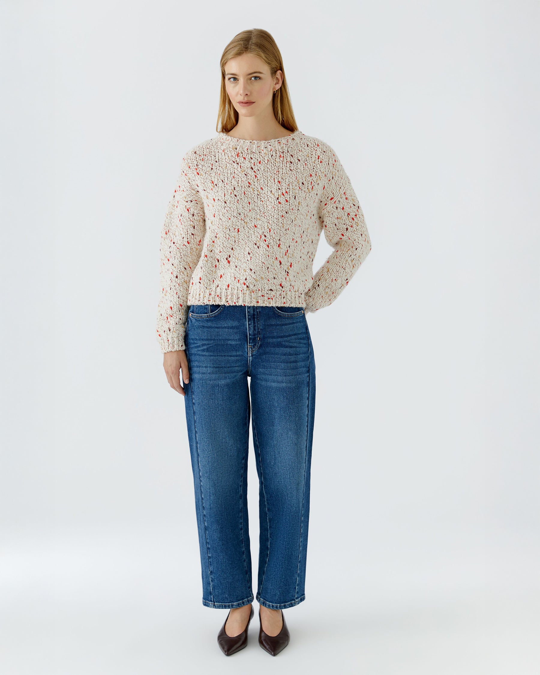 Multicoloured Fleck Knit Jumper - White Yellow