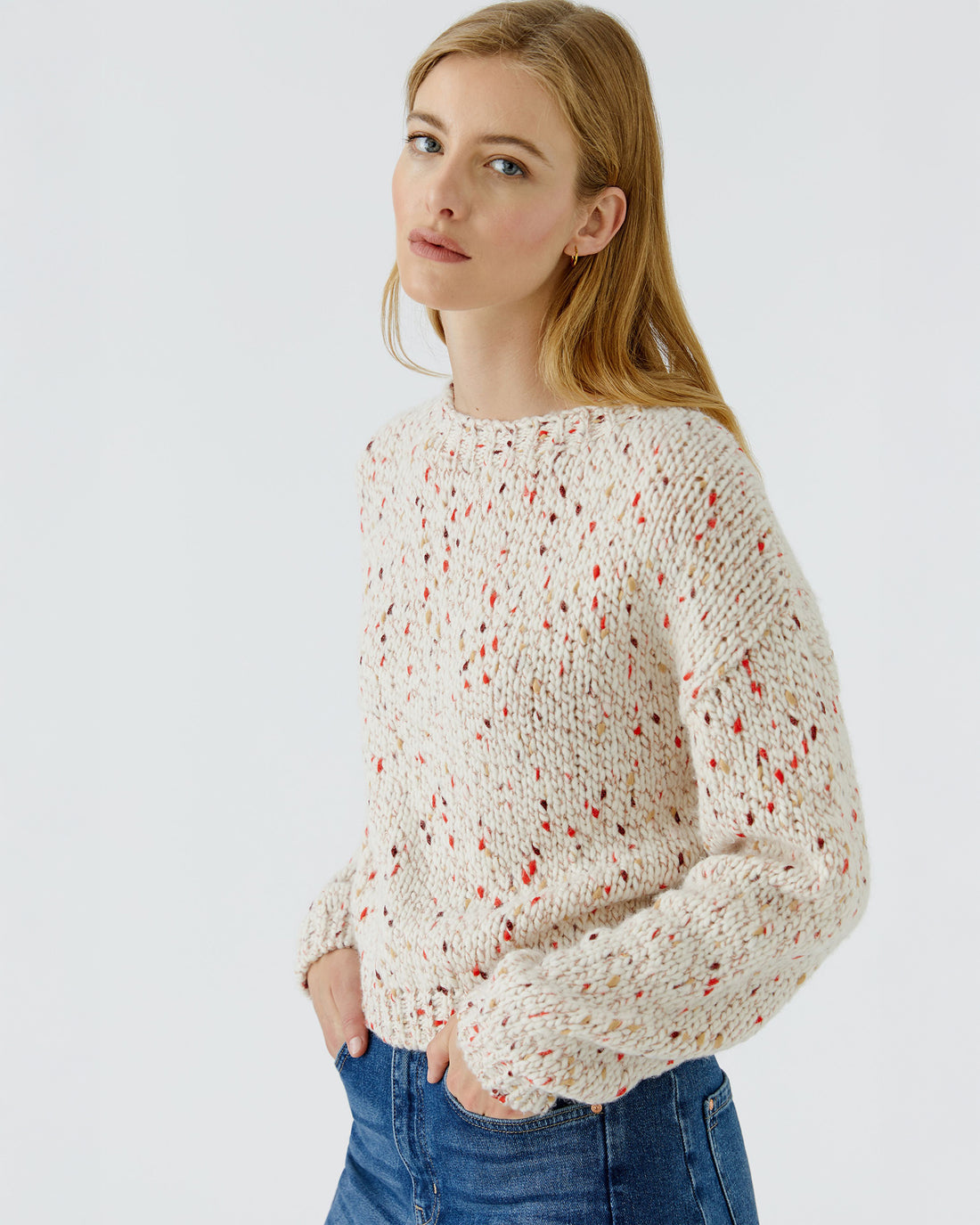 Multicoloured Fleck Knit Jumper - White Yellow