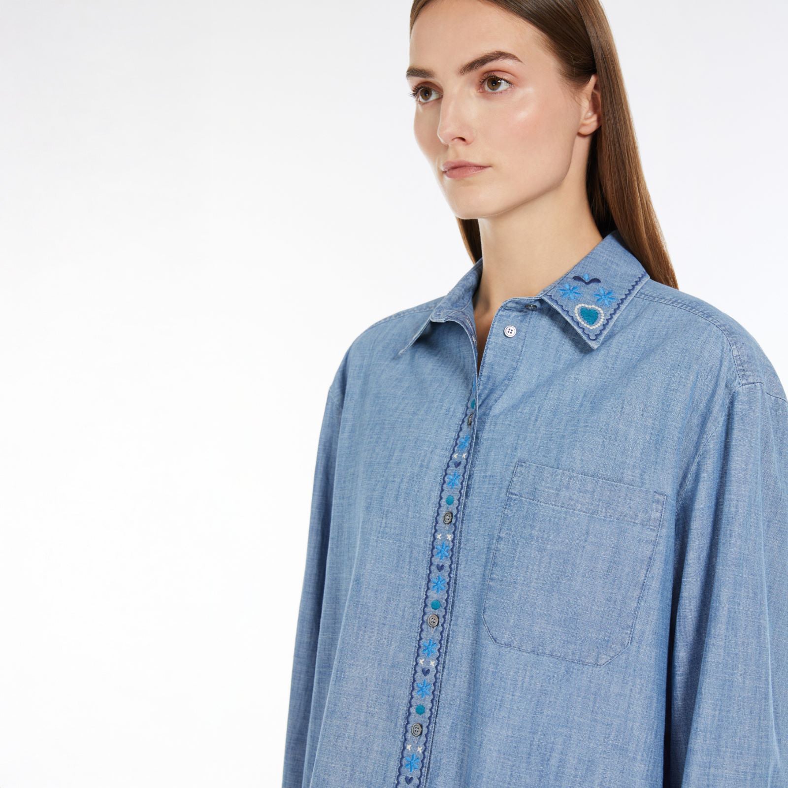 Musette Embroidered Denim Shirt - Navy Light