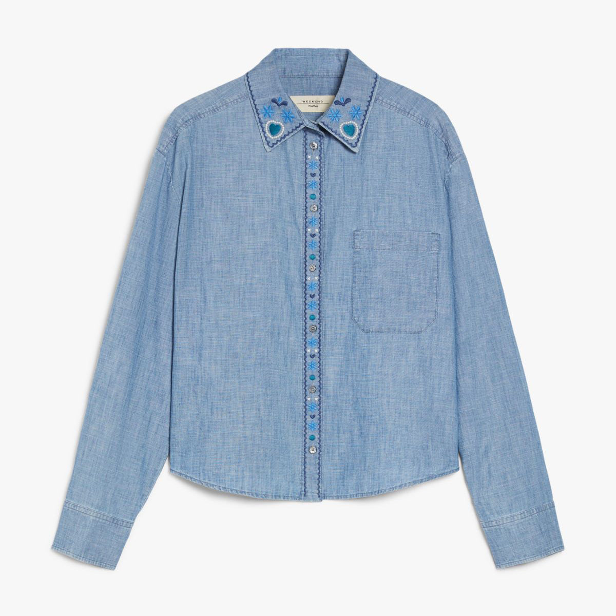 Musette Embroidered Denim Shirt - Navy Light