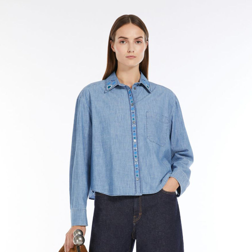 Musette Embroidered Denim Shirt - Navy Light