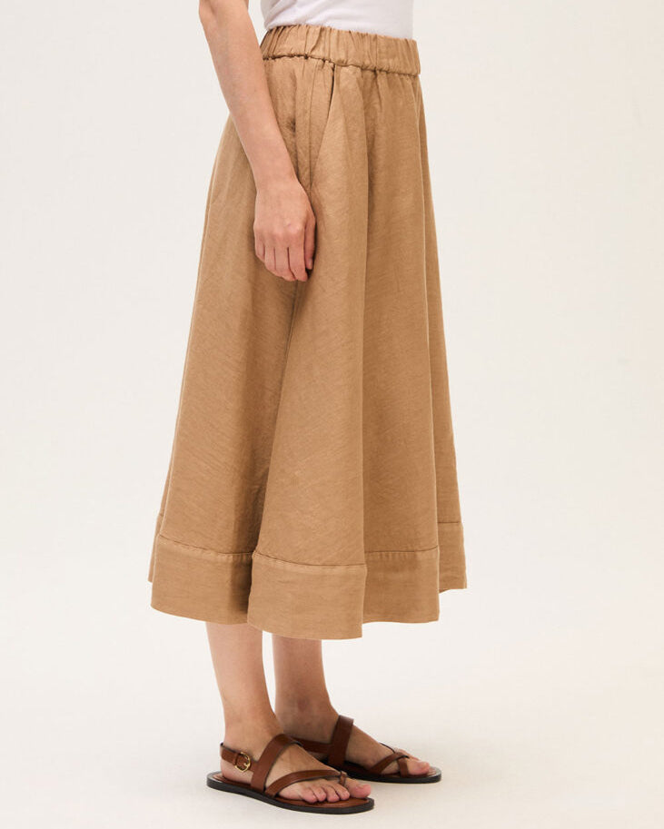 Elastic Waist Skirt - Brown