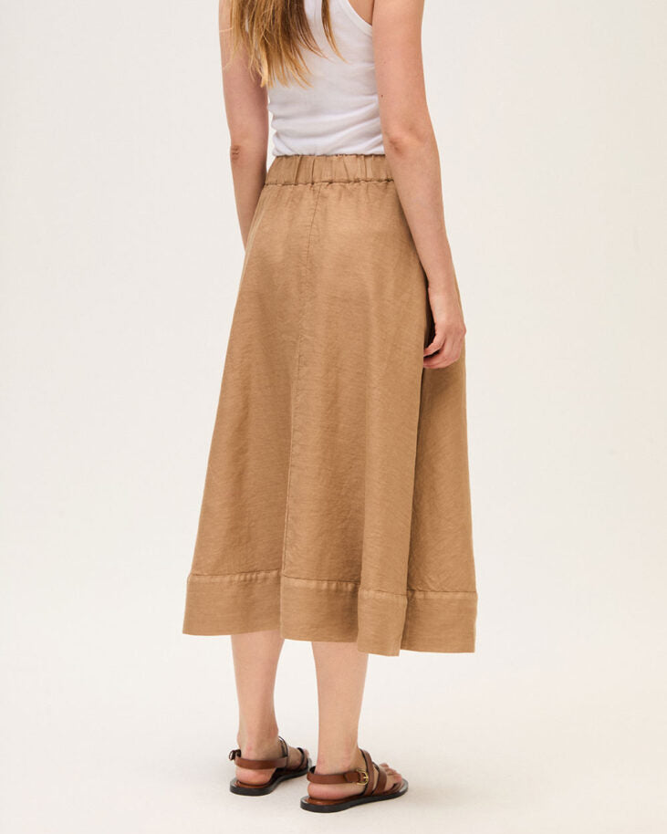 Elastic Waist Skirt - Brown