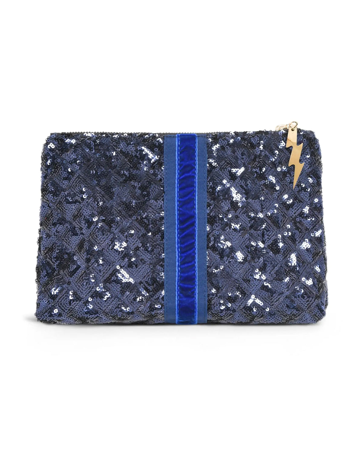 Sequinned Diamond Clutch - Navy