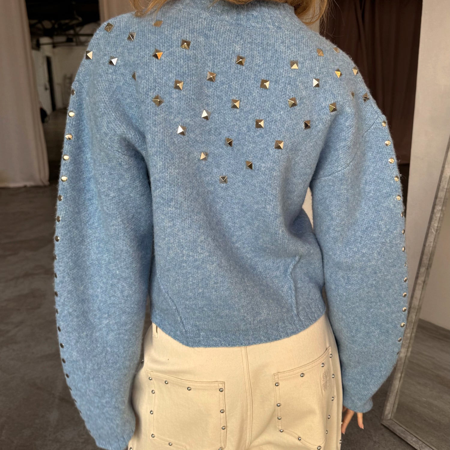 Ice Blue Studded Cardi - Blue