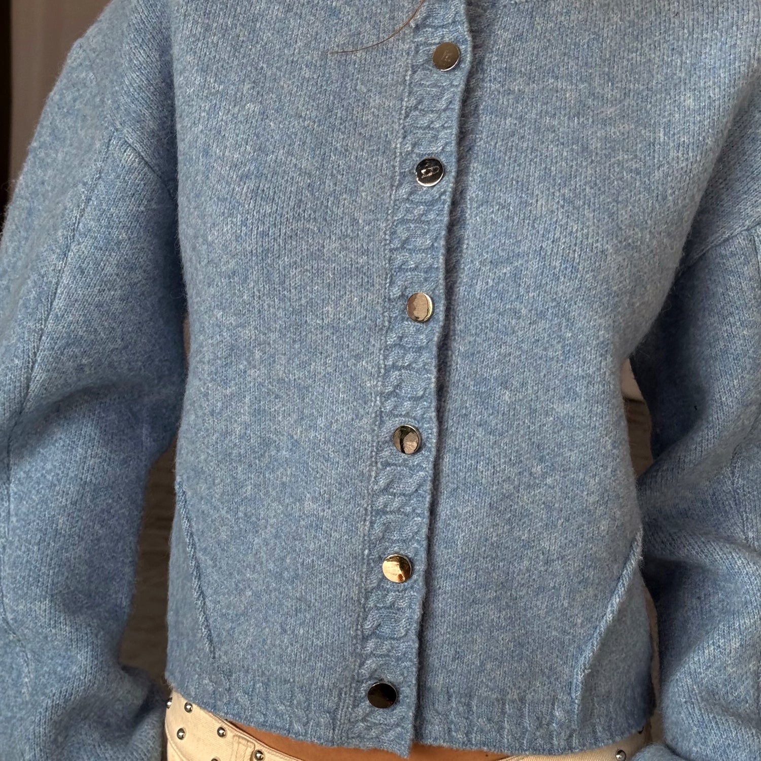 Ice Blue Studded Cardi - Blue