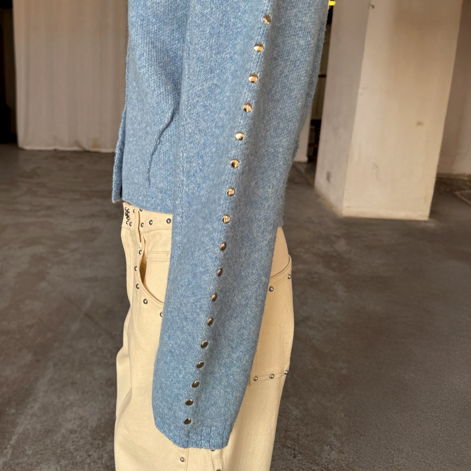 Ice Blue Studded Cardi - Blue