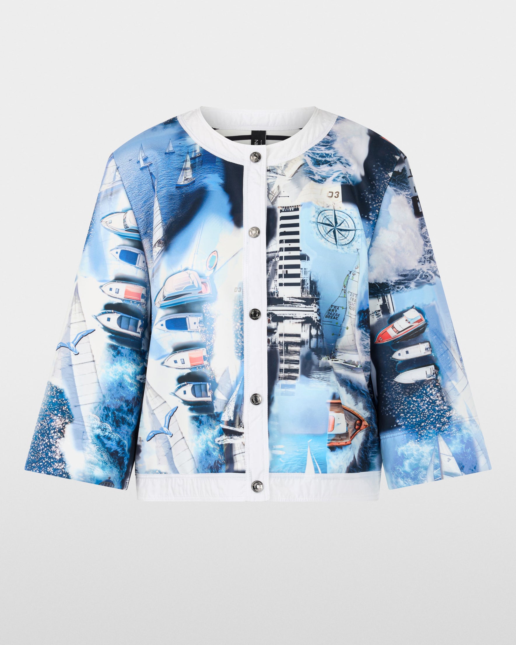 Nautical Print Button Jacket - Blue
