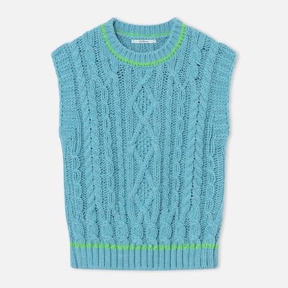 Nest Cable Knit Vest - Turquoise