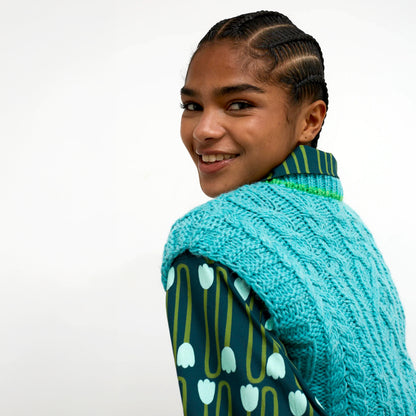 Nest Cable Knit Vest - Turquoise