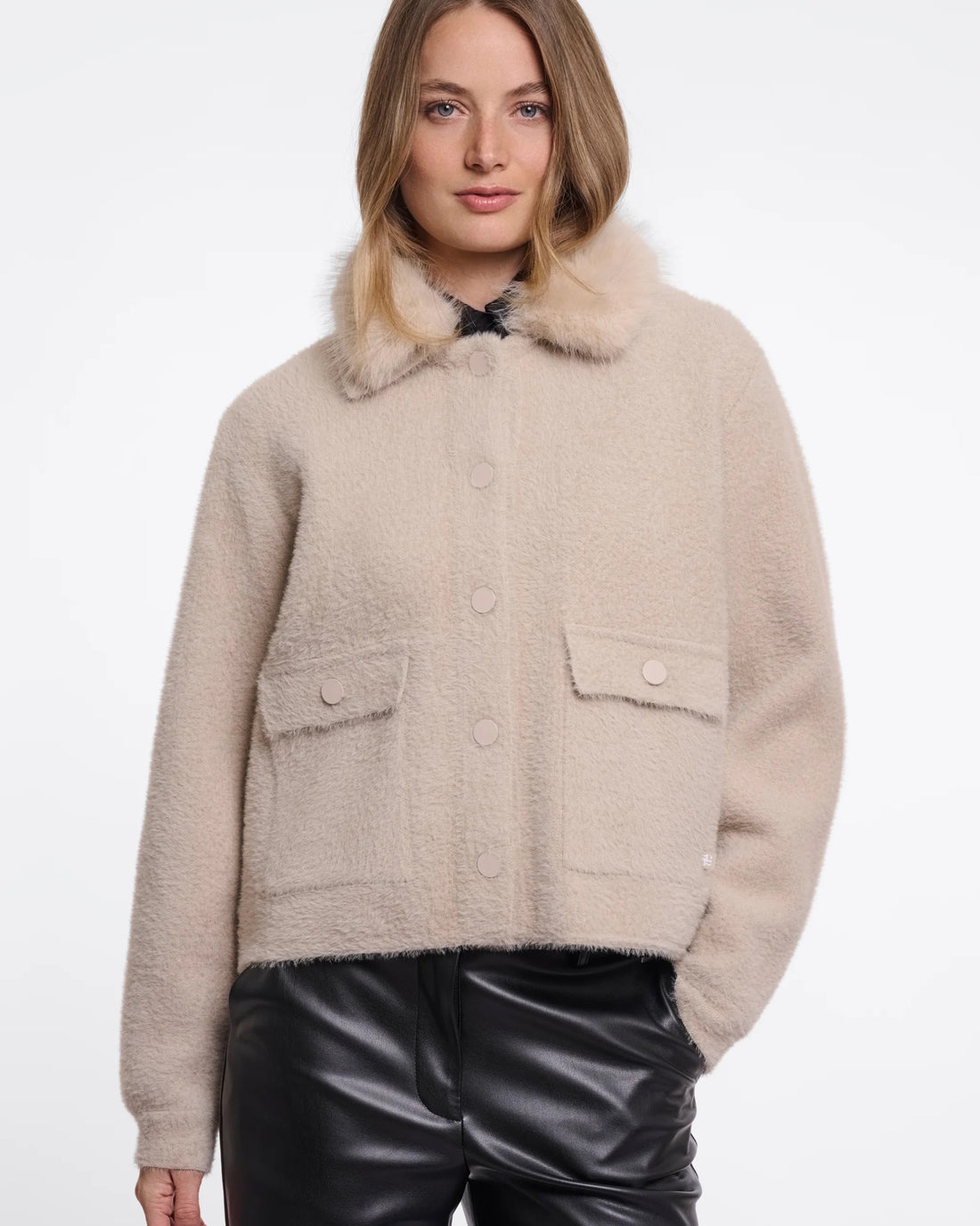 Nia Detachable Collar Jacket - Stone