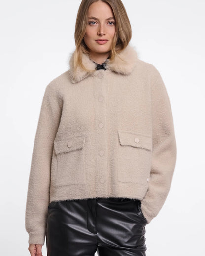 Nia Detachable Collar Jacket - Stone