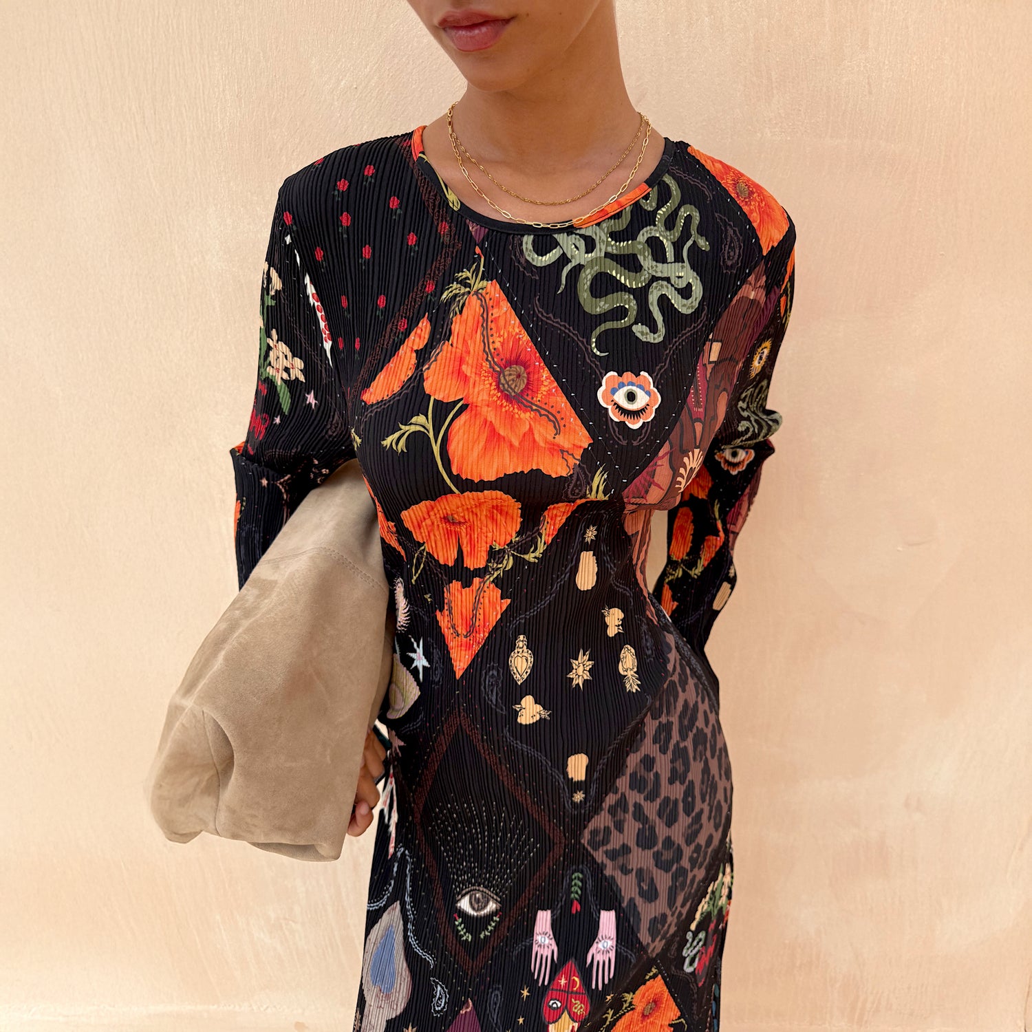 Night Garden Gaia Plisse Dress - Black