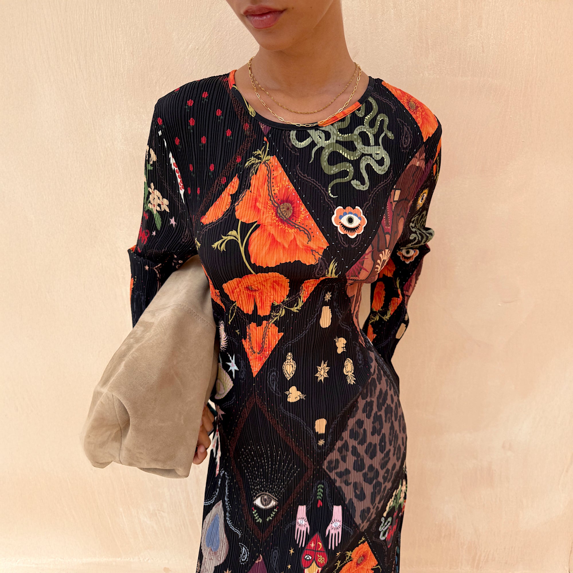 Night Garden Gaia Plisse Dress - Black