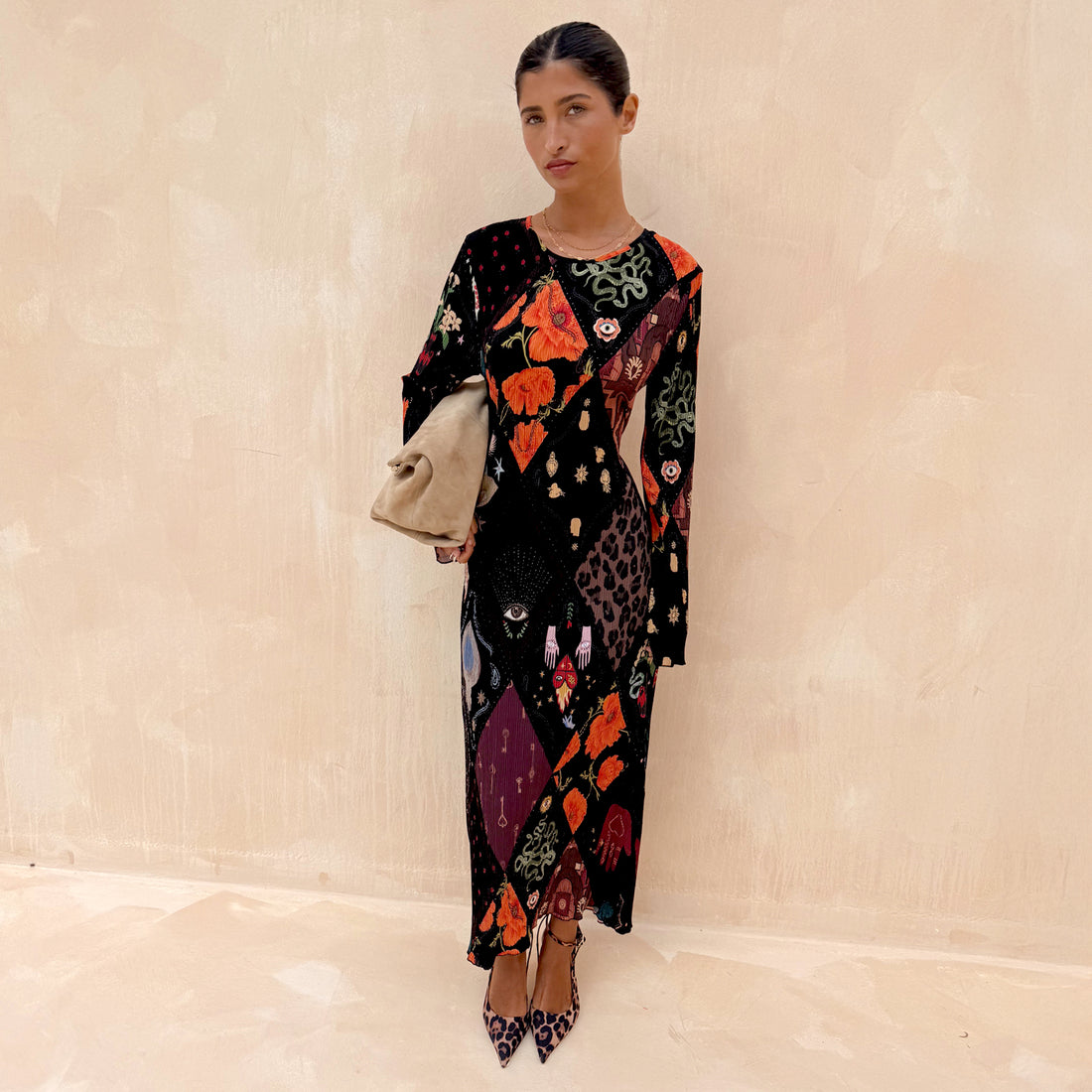 Night Garden Gaia Plisse Dress - Black