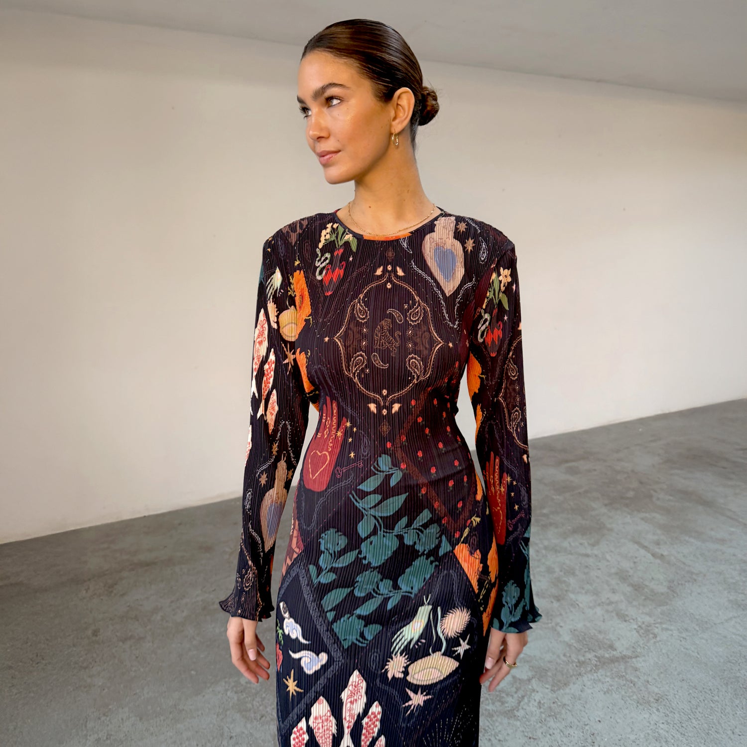 Night Garden Gaia Plisse Dress - Black