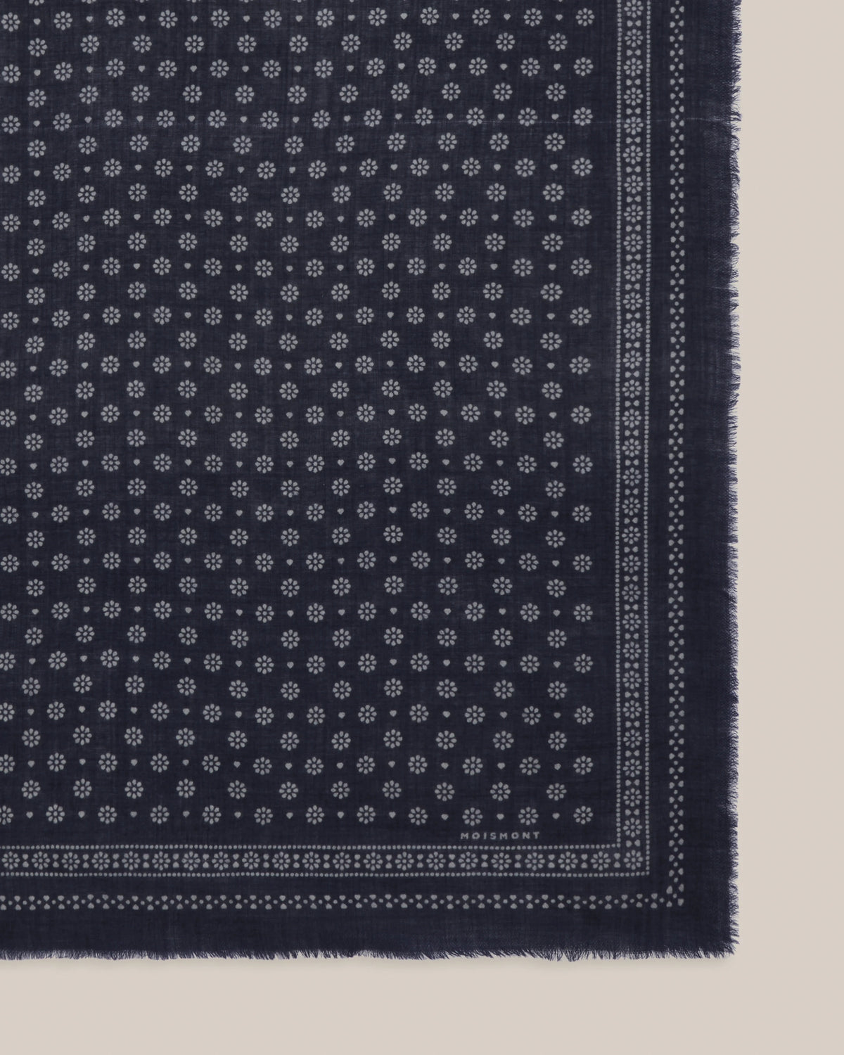 No.676 100% Wool Bandana Print Scarf - Magic Blue