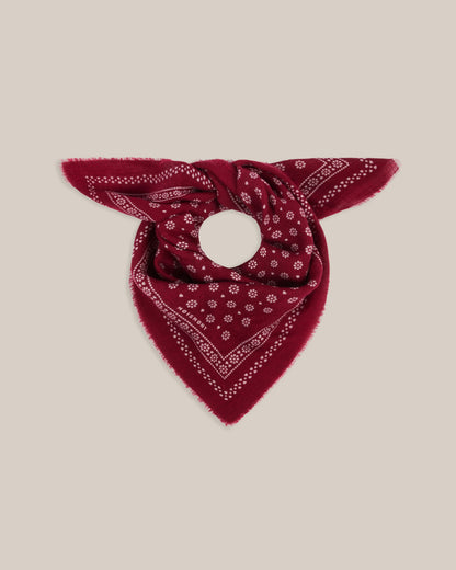 No.676 100% Wool Bandana Print Scarf - Velvet