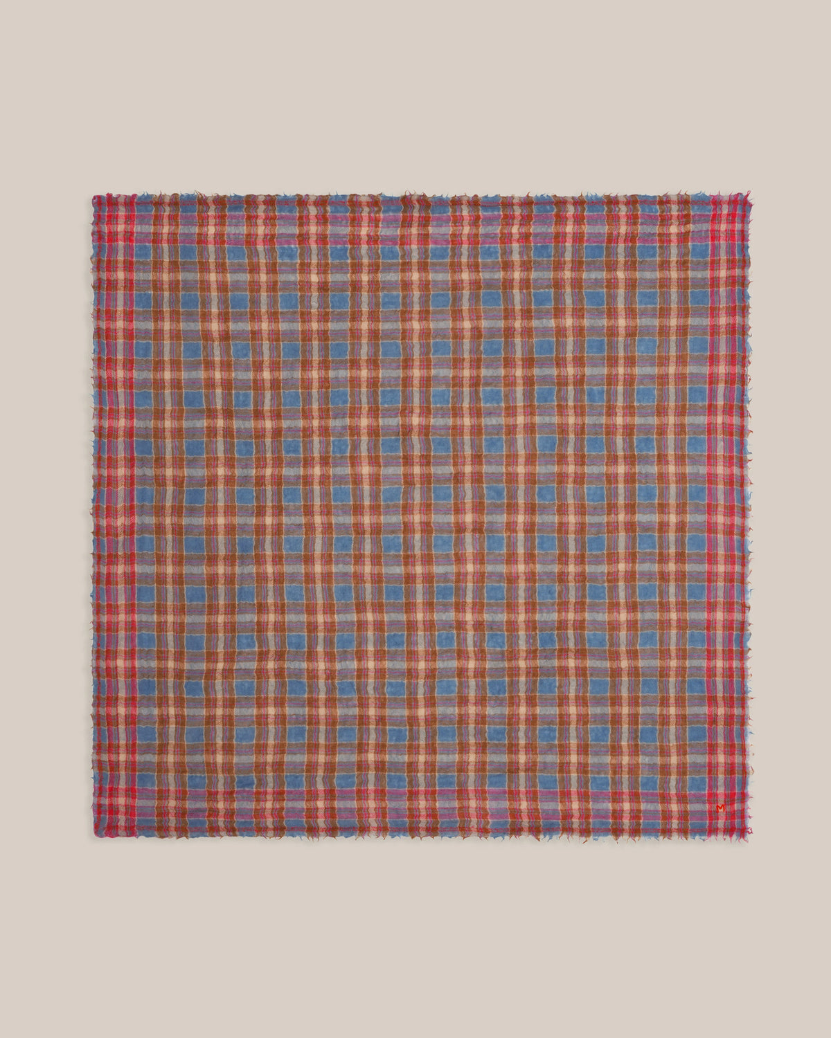 No.793 100% Wool Multi Check Scarf - Farce - Blue/Brown