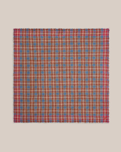No.793 100% Wool Multi Check Scarf - Farce - Blue/Brown