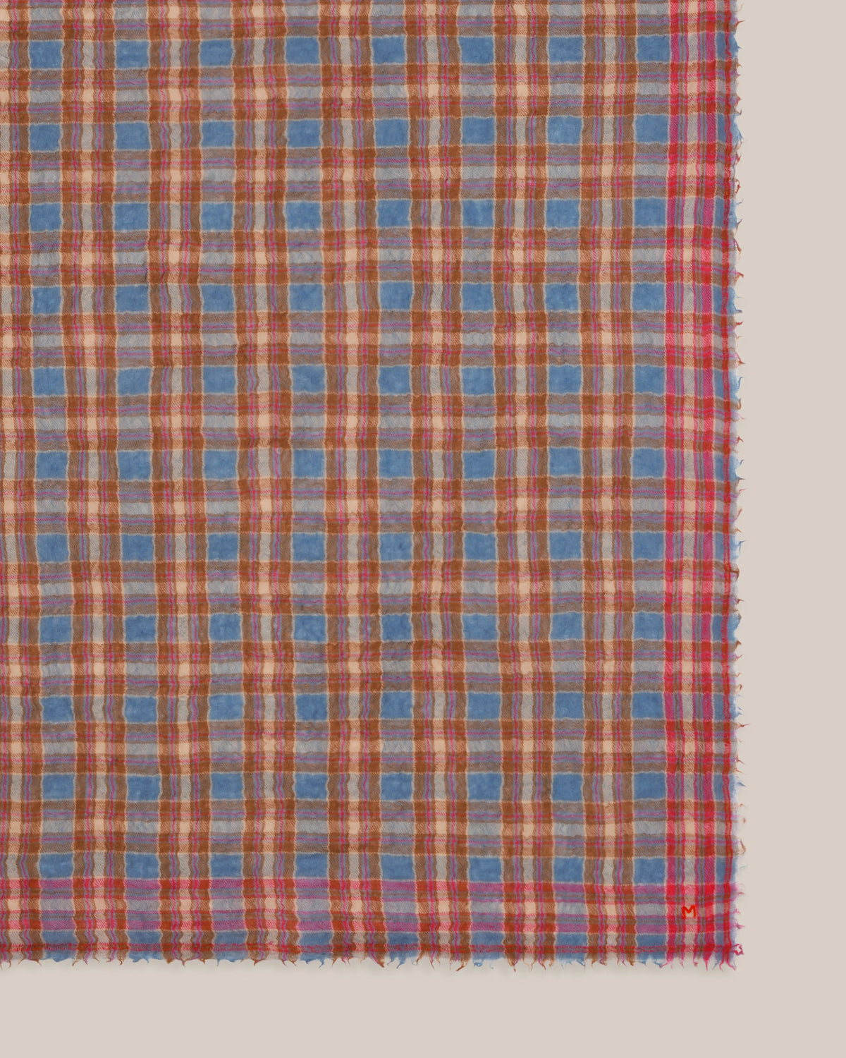 No.793 100% Wool Multi Check Scarf - Farce - Blue/Brown