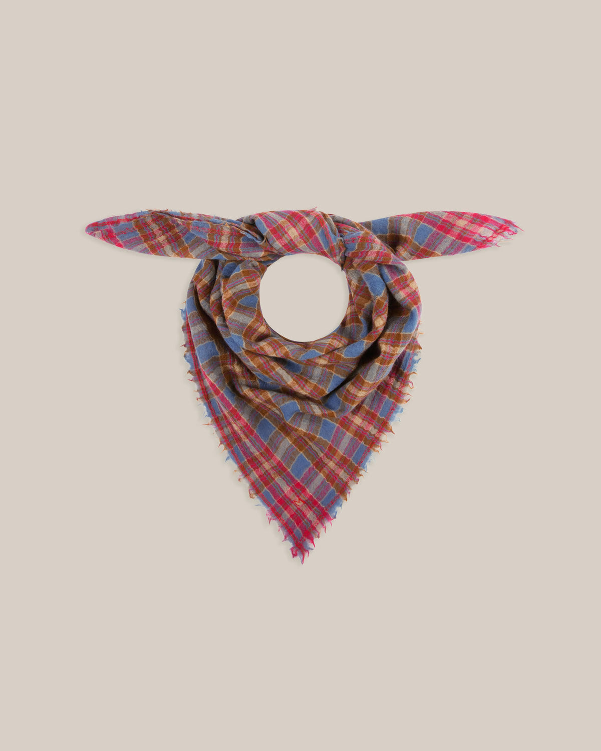 No.793 100% Wool Multi Check Scarf - Farce - Blue/Brown