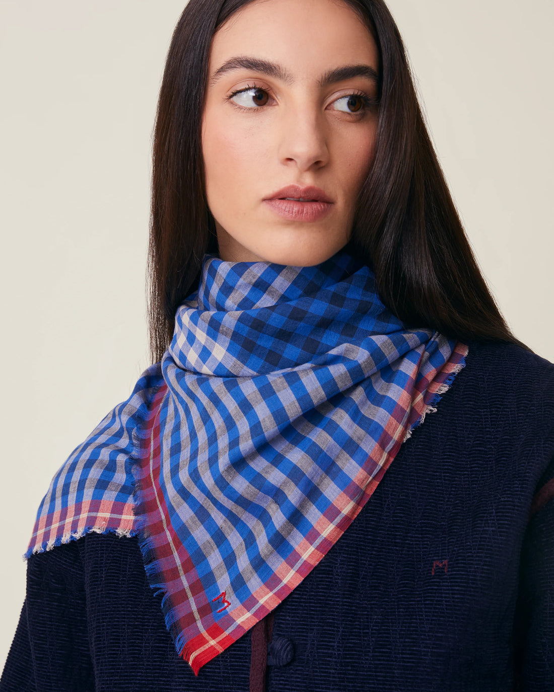 No.821 Gingham Scarf - Circus - Blue