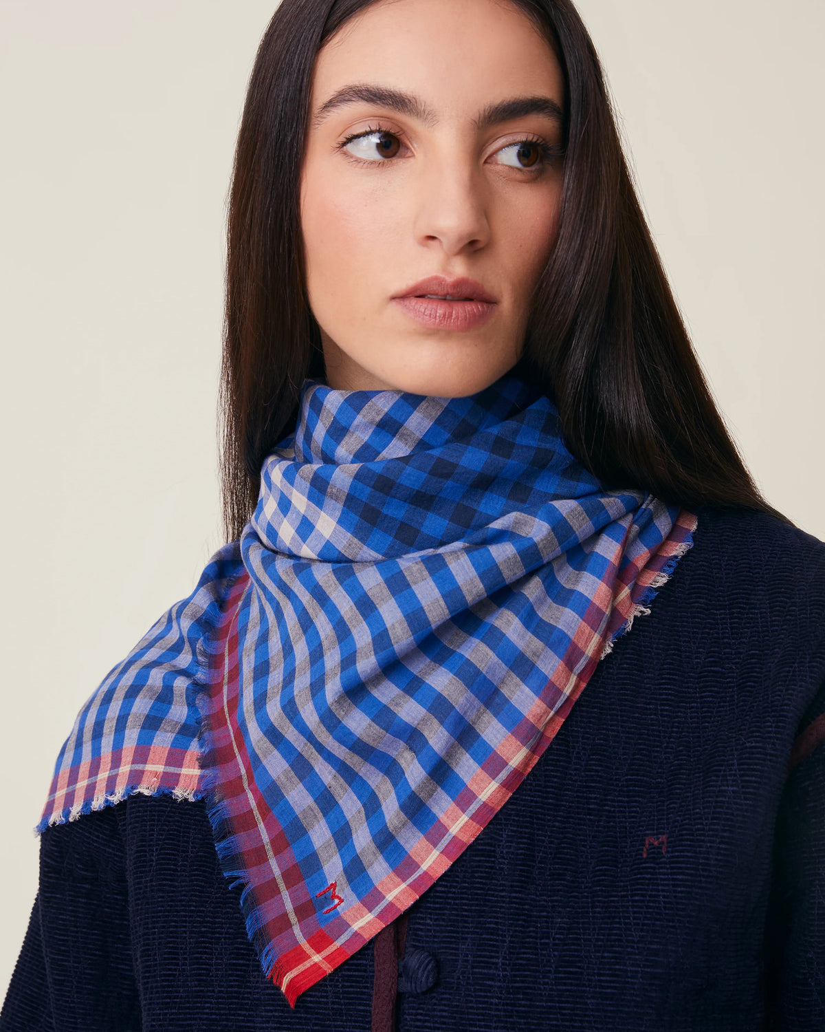 No.821 Gingham Scarf - Circus - Blue